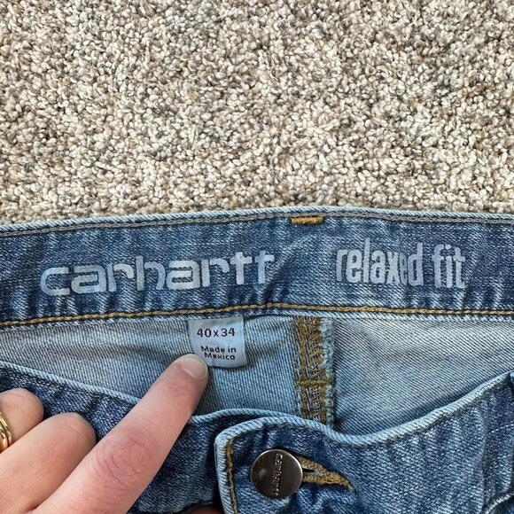 Carhartt Jeans 40x34 (37x33) Blue Denim Relaxed Fit Work Wear Casual Outdoor Men - Picture 3 of 11